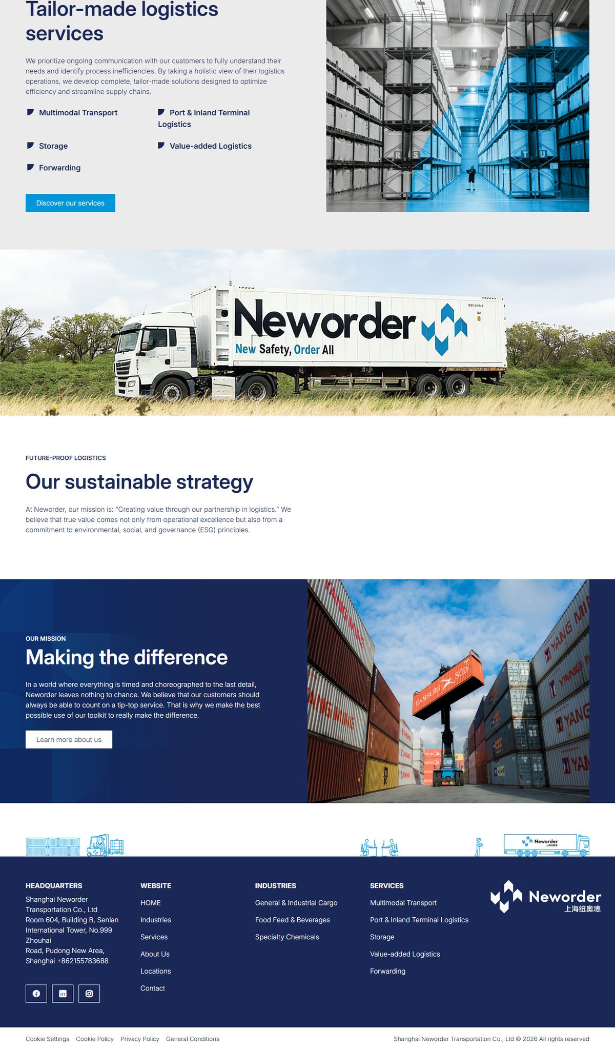 Neworder 物流品牌官网 页面展示 2