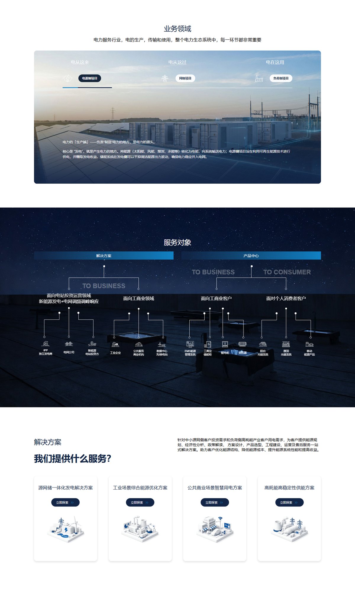 光联聚能光储智慧能源官网 页面展示 2