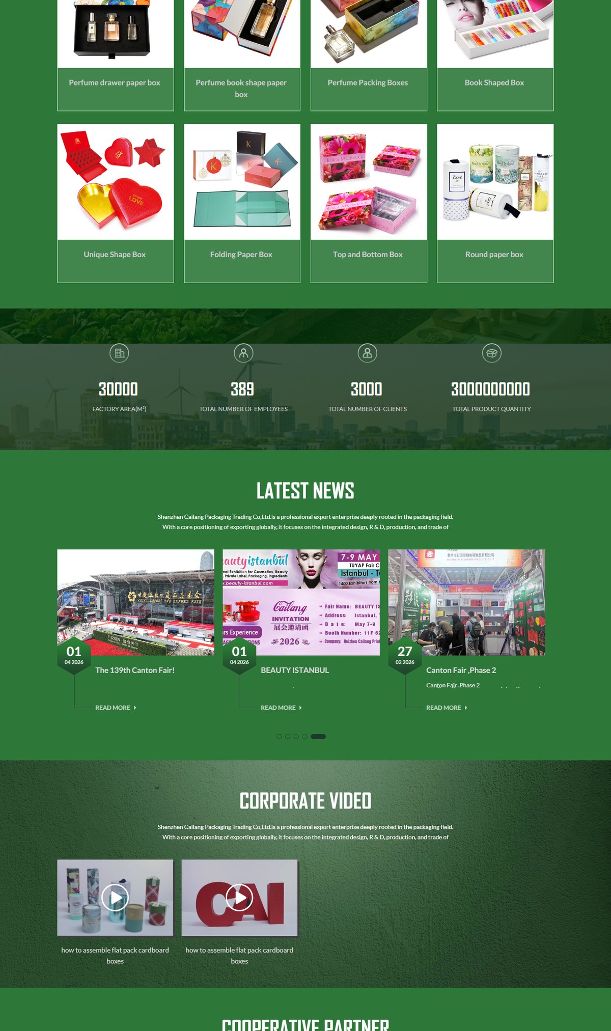 Cailang 包装外贸官网 页面展示 2
